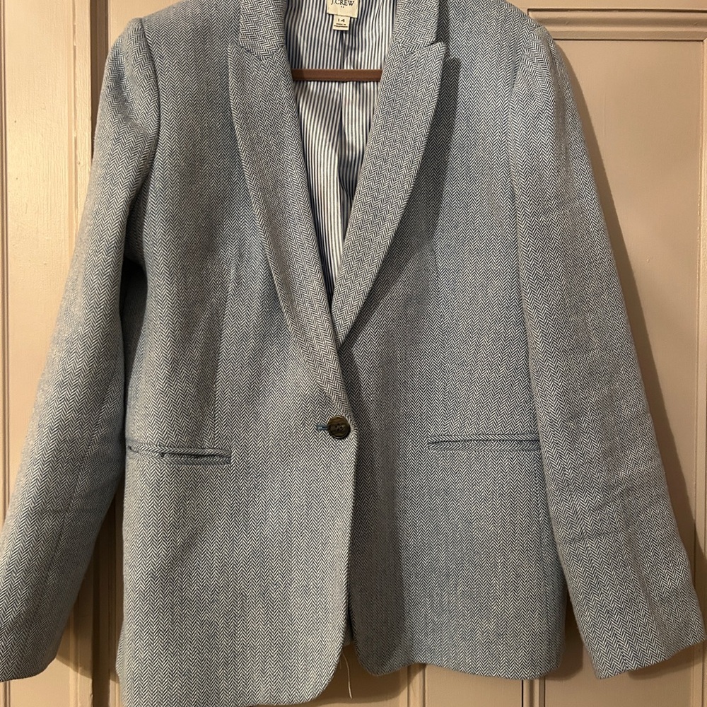 J. Crew Herringbone Blue Blazer